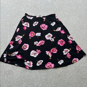 Koret Black and Pink Midi A-Line Skirt for Work